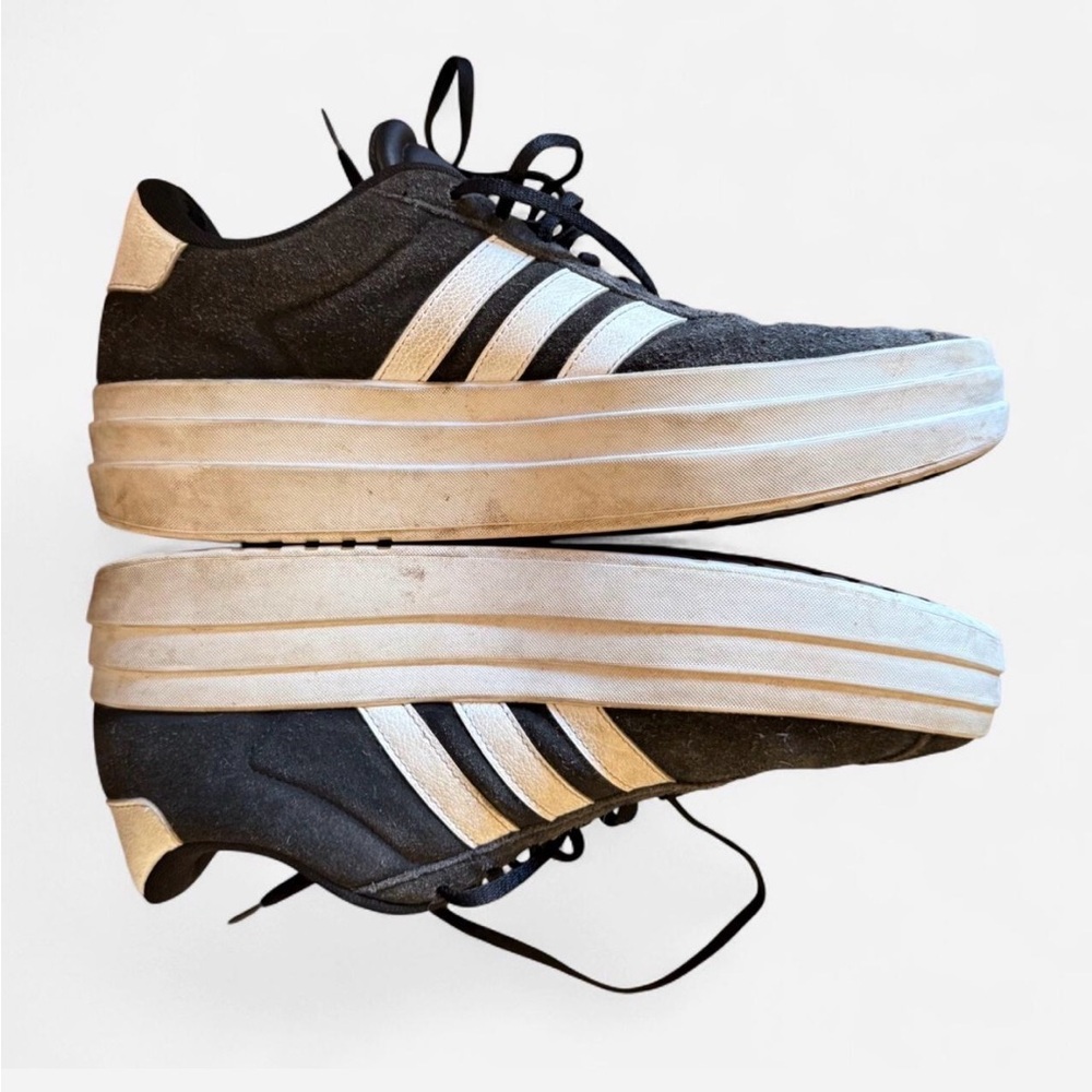 Adidas Black Suede & White Platform Men's Sneakers, size 10